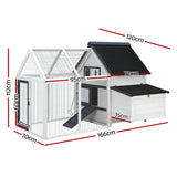 i.Pet Chicken Coop Rabbit Hutch 166cm x 120cm x 112cm Large House Run Cage XL Bunny Wooden - Front View