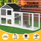 i.Pet Chicken Coop Rabbit Hutch Extra Large Wooden Run Cage House With Run Cage - Top-Down View