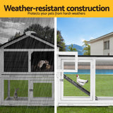 i.Pet Chicken Coop Rabbit Hutch Extra Large Wooden Run Cage House With Run Cage - 45-Degree Angle