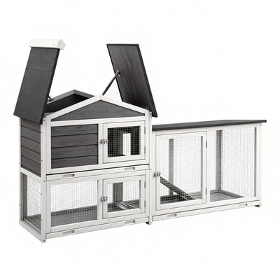 i.Pet Chicken Coop Rabbit Hutch Extra Large Wooden Run Cage House With Run Cage