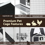 i.Pet Chicken Coop Rabbit Hutch Extra Large Wooden Run Cage House With Run Cage - Rear View