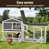 i.Pet Chicken Coop Rabbit Hutch Extra Large Wooden Run Cage House With Run Cage - Close-Up Angle