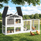i.Pet Chicken Coop Rabbit Hutch Extra Large Wooden Run Cage House With Run Cage - Low Angle