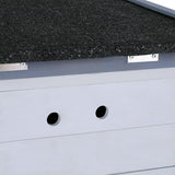 Wooden Outdoor Cat Shelter with Sloped Roof and Lockable Doors - Rear View