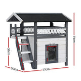 i.Pet Cat House Outdoor Shelter 77cm x 50cm x 73cm Rabbit Hutch Wooden Condo Small Dog Enclosure - Front View
