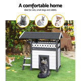 i.Pet Outdoor Cat House Shelter 77cm x 50cm x 73cm Rabbit Hutch Wooden Condo Small Outdoor Cat House - Top-Down View