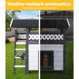 i.Pet Outdoor Cat House Shelter 77cm x 50cm x 73cm Rabbit Hutch Wooden Condo Small Outdoor Cat House