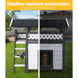 i.Pet Cat House Outdoor Shelter 77cm x 50cm x 73cm Rabbit Hutch Wooden Condo Small Dog Enclosure - 45-Degree Angle
