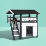 i.Pet Cat House Outdoor Shelter 77cm x 50cm x 73cm Rabbit Hutch Wooden Condo Small Dog Enclosure - Close-Up Angle
