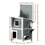 i.Pet Outdoor Cat House Shelter 56cm x 52cm x 82cm Rabbit Hutch Wooden Condo Small Outdoor Cat House