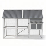 i.Pet Chicken Coop Large Outdoor Rabbit Hutch Chook House Hatch Box With Run Grey White - Side View