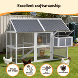 i.Pet Chicken Coop Large Outdoor Rabbit Hutch Chook House Hatch Box With Run Grey White - Top-Down View