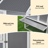 i.Pet Chicken Coop Large Outdoor Rabbit Hutch Chook House Hatch Box With Run Grey White - Rear View