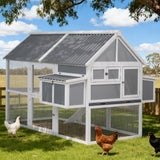 i.Pet Chicken Coop Large Outdoor Rabbit Hutch Chook House Hatch Box With Run Grey White - Close-Up Angle