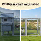 i.Pet Chicken Coop Rabbit Hutch Extra Large Wooden Run Bunny Cage Poultry House Outdoor - 45-Degree Angle