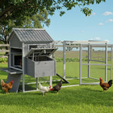 i.Pet Chicken Coop Rabbit Hutch Extra Large Wooden Run Bunny Cage Poultry House Outdoor - Close-Up Angle