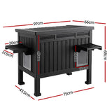 i.Pet Outdoor Cat House Pet Kennel Enclosure Cat Shelter Condo Rabbit Hutch Black - Front View