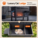 i.Pet Outdoor Cat House Pet Kennel Enclosure Cat Shelter Condo Rabbit Hutch Black - Top-Down View