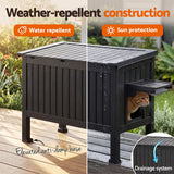 i.Pet Outdoor Cat House Pet Kennel Enclosure Cat Shelter Condo Rabbit Hutch Black - 45-Degree Angle