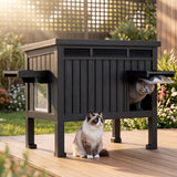 i.Pet Outdoor Cat House Pet Kennel Enclosure Cat Shelter Condo Rabbit Hutch Black - Low Angle