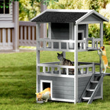 i.Pet Cat House Outdoor Shelter 72cm x 72cm x 127cm Rabbit Hutch Wooden Condo Small Dog Pet Houses Enclosure - Close-Up Angle