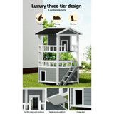 i.Pet Cat House Outdoor Shelter 72cm x 72cm x 127cm Rabbit Hutch Wooden Condo Small Dog Pet Houses Enclosure - 45-Degree Angle