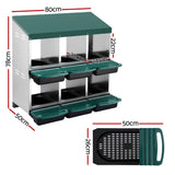 i.Pet Chicken Nesting Box Roll Away Metal Nesting Box Wall Mounted 6 Holes Green - Front View