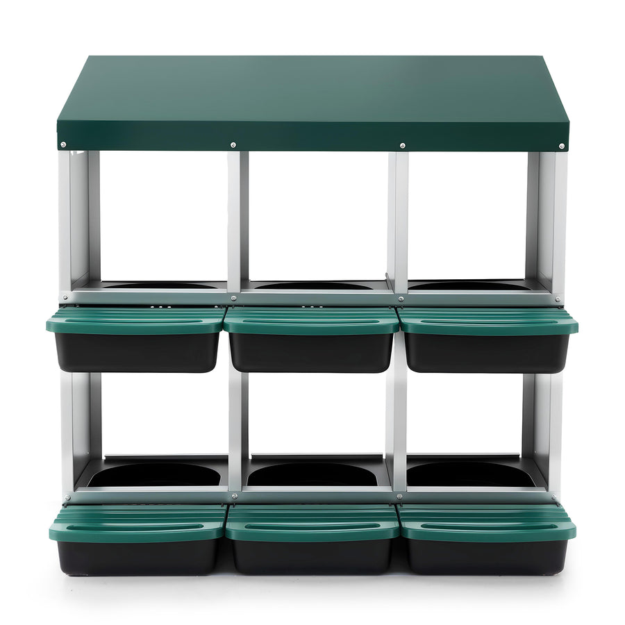 i.Pet Chicken Nesting Box Roll Away Metal Nesting Box Wall Mounted 6 Holes Green