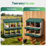i.Pet Chicken Nesting Box Roll Away Metal Nesting Box Wall Mounted 6 Holes Green - Top-Down View