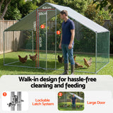 i.Pet Chicken Coop Rabbit Hutch Outdoor Run Walk in Hen Cage Ferret House 3x2x2m - 45-Degree Angle