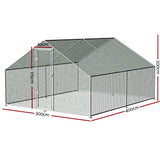 i.Pet Chicken Coop Cage 3x4x2m Galvanised Steel - 45-Degree Angle