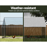 i.Pet Chicken Coop Cage 3x4x2m Galvanised Steel - Rear View