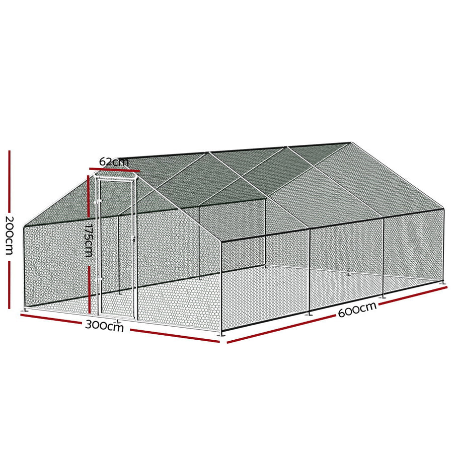 i.Pet Chicken Coop Cage 3x6x2m Galvanised Steel, image 7