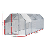 i.Pet Chicken Coop Cage Run Rabbit Hutch Large Walk In Hen House Cover 2mx8mx2m - Front View