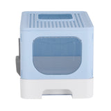 i.Pet Cat Litter Box Large Tray Kitty Toilet Enclosed Hooded Foldable Scoop Blue - Side View