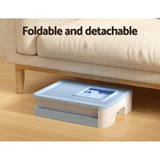 i.Pet Cat Litter Box Large Tray Kitty Toilet Enclosed Hooded Foldable Cat Litter Box Scoop Blue