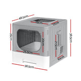 i.Pet Cat Litter Box Large Tray Kitty Toilet Enclosed Hooded Foldable Scoop Grey - Front View