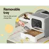 i.Pet Cat Litter Box Large Tray Kitty Toilet Enclosed Hooded Foldable Cat Litter Box Scoop Grey