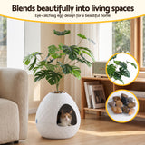 i.Pet Cat Litter Box Hidden Litter Tray Enclosure Planter Furniture House White - 45-Degree Angle
