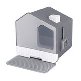 i.Pet Cat Litter Box Large Tray Kitty Toilet Enclosed Cat Litter Box Hooded Scoop Mat Grey - Front View