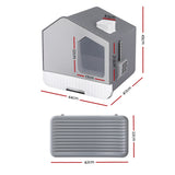 i.Pet Cat Litter Box Large Tray Kitty Toilet Fully Enclosed House Hooded Scoop Mat Grey - Side View