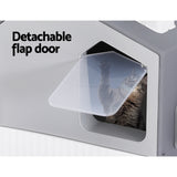 i.Pet Cat Litter Box Large Tray Kitty Toilet Fully Enclosed House Hooded Scoop Mat Grey - Top-Down View