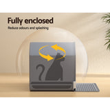 i.Pet Cat Litter Box Large Tray Kitty Toilet Fully Enclosed House Hooded Scoop Mat Grey - Rear View