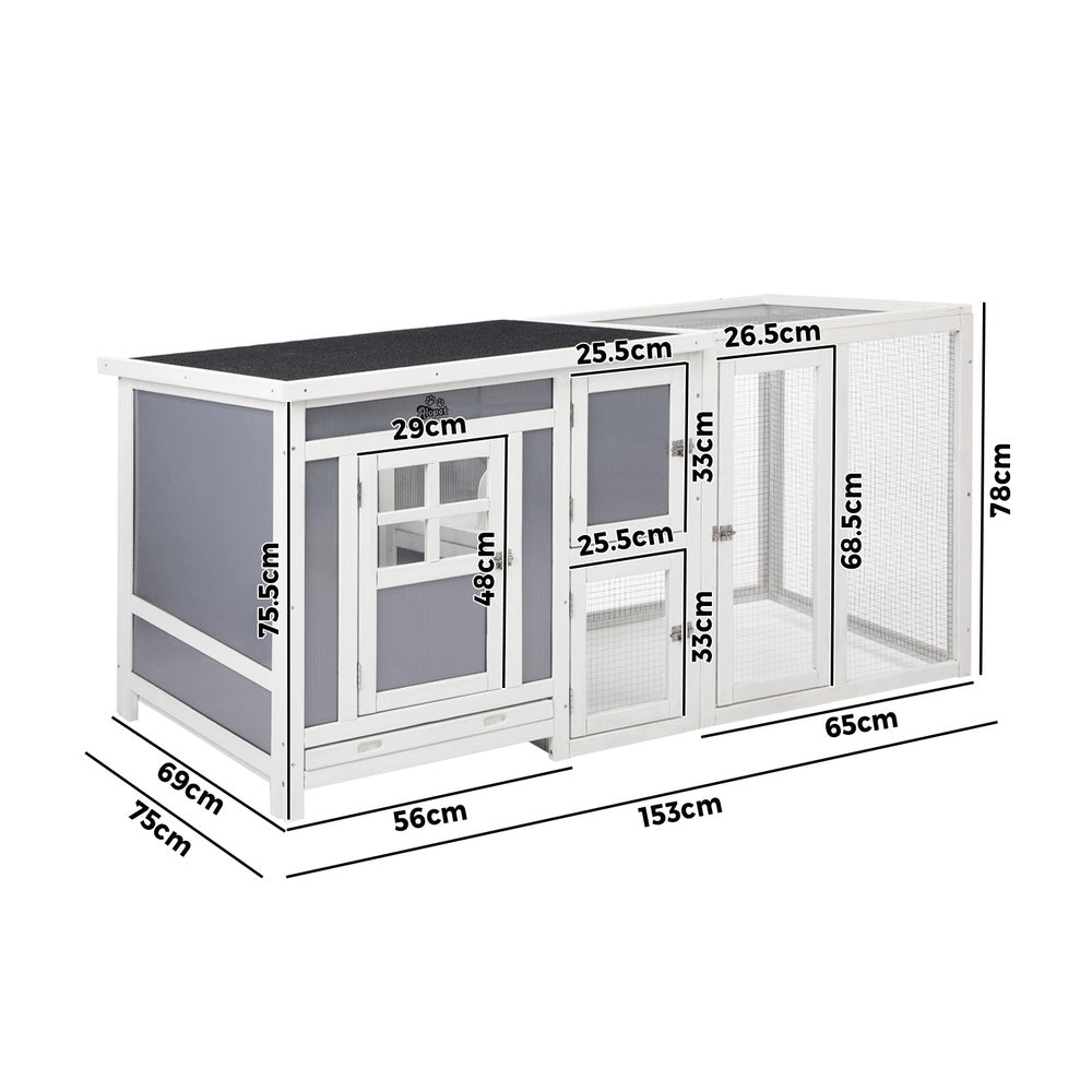Alopet Chicken Coop Rabbit Hutch Wooden Cage Double Hatch