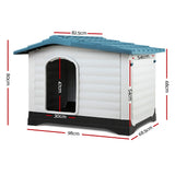 i.Pet Dog Kennel House Extra Large Outdoor Plastic Puppy Pet Cabin Shelter XL Blue - Front View