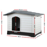 i.Pet Dog Kennel House Extra Large Outdoor Plastic Puppy Pet Cabin Shelter XL Grey - Front View