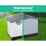 i.Pet Dog Kennel House Extra Large Outdoor Plastic Puppy Pet Cabin Shelter XL Grey - Side View