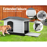 i.Pet Dog Kennel House Extra Large Outdoor Plastic Puppy Pet Cabin Shelter XL Grey