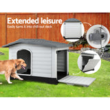 i.Pet Dog Kennel House Extra Large Outdoor Plastic Puppy Pet Cabin Shelter XL Grey - 45-Degree Angle
