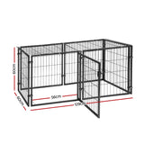 i.Pet Large Dog Crate Cage Playpen 129cm Puppy Pen Pet Enclosure Black - Front View